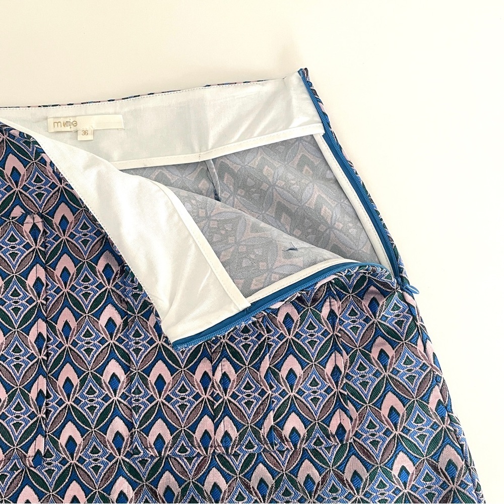 Maje Jacquard Geometric Print Patch Pocket Mini Skirt - Picture 8 of 12